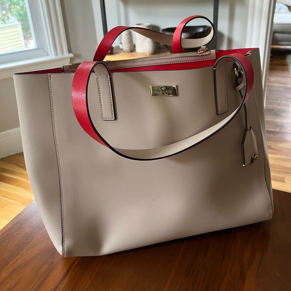 Kate Spade Nelle Putnam bag in nude with red interior